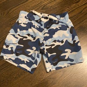 Blue camouflage swim trunks
